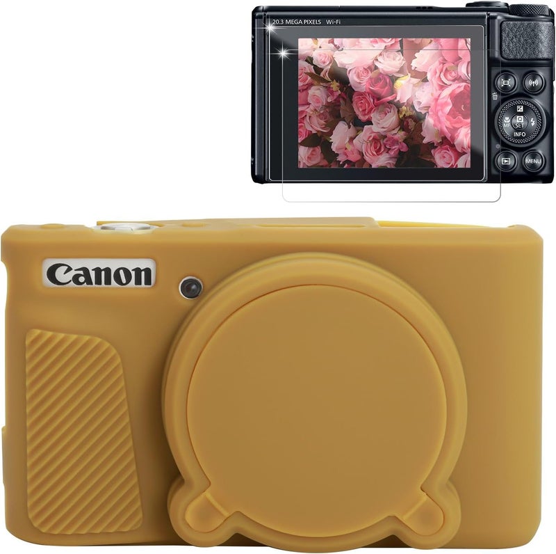 Frevyve Case for Canon PowerShot SX740 HS, SX730 HS Camera, Soft Silicone Protective Case, Slim Fit Sleeve with Removable Lens Cover and Screen Protector Accessories, Anti-Scratch (Champagne Gold) - Image 1
